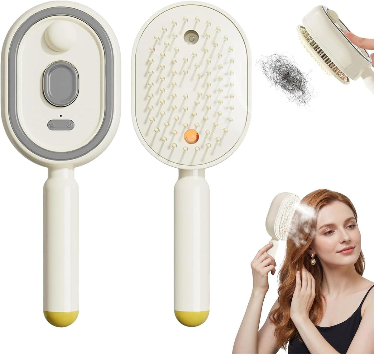 Cepillo Eléctrico Alisador de Cabello con Vapor, Masajeador con Cojín de Aire, R
