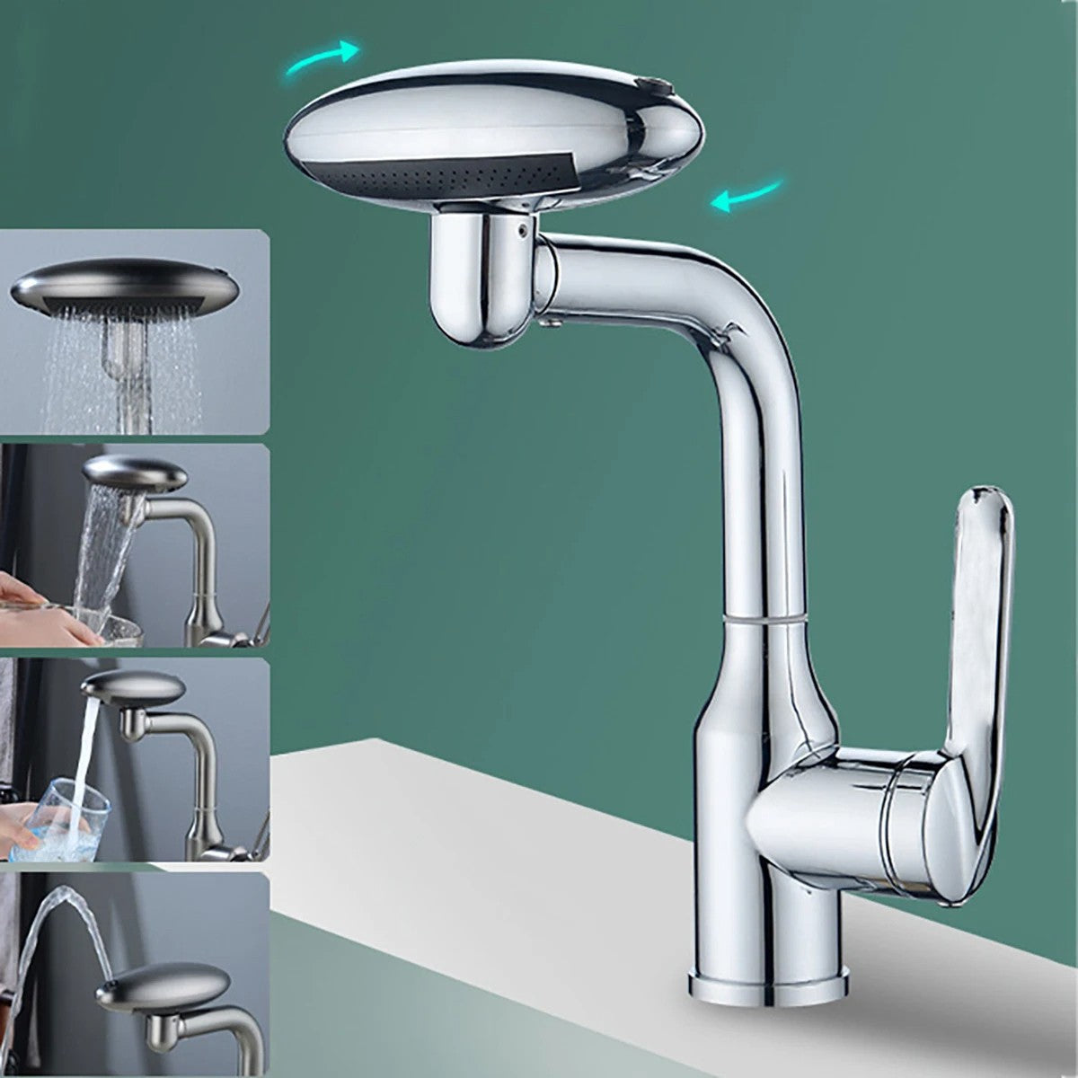 Grifo de cascada multifuncional para lavabo, 4 modos de rociador con salida de a