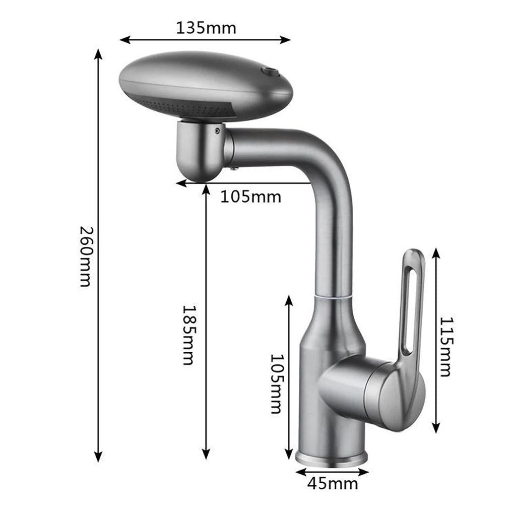 Multifunctional Waterfall Basin Faucet, 4-Spray Modes with Ou
