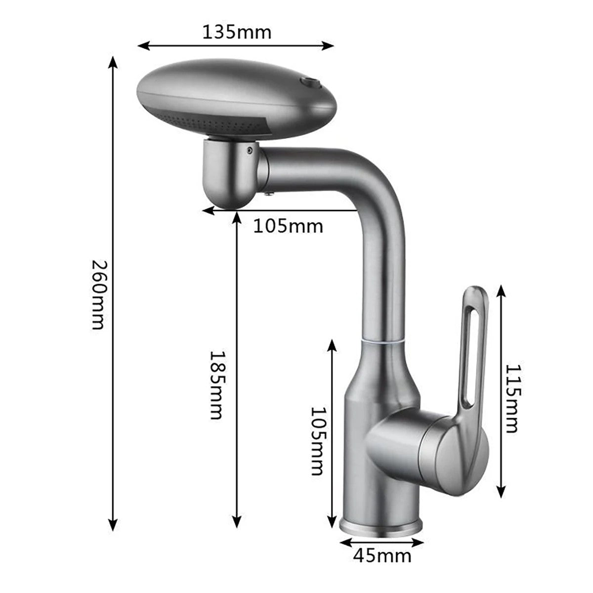 Multifunctional Waterfall Basin Faucet, 4-Spray Modes with Ou