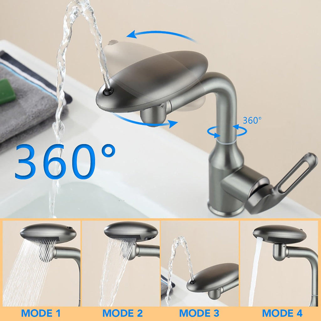 Multifunctional Waterfall Basin Faucet, 4-Spray Modes with Ou