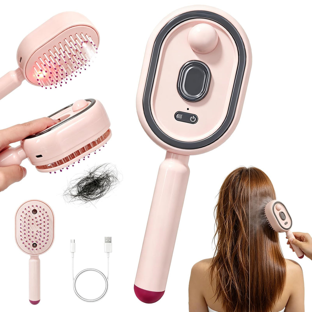 Cepillo Eléctrico Alisador de Cabello con Vapor, Masajeador con Cojín de Aire, R