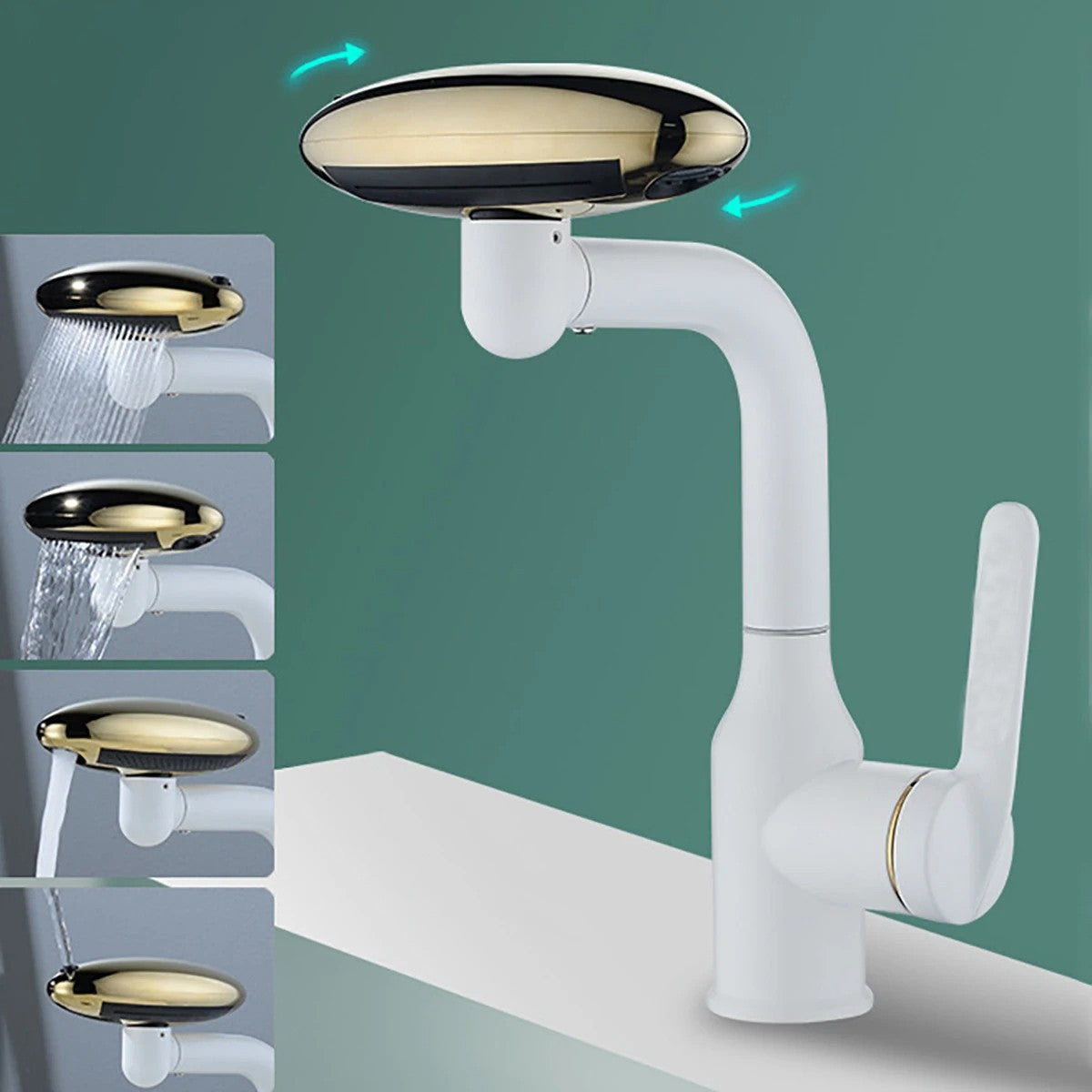 Grifo de cascada multifuncional para lavabo, 4 modos de rociador con salida de a