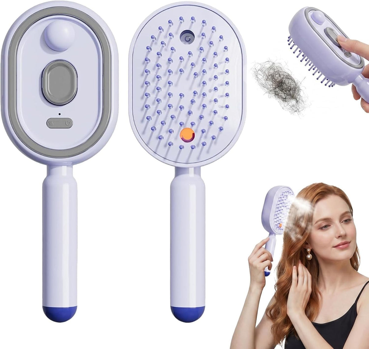 Cepillo Eléctrico Alisador de Cabello con Vapor, Masajeador con Cojín de Aire, R