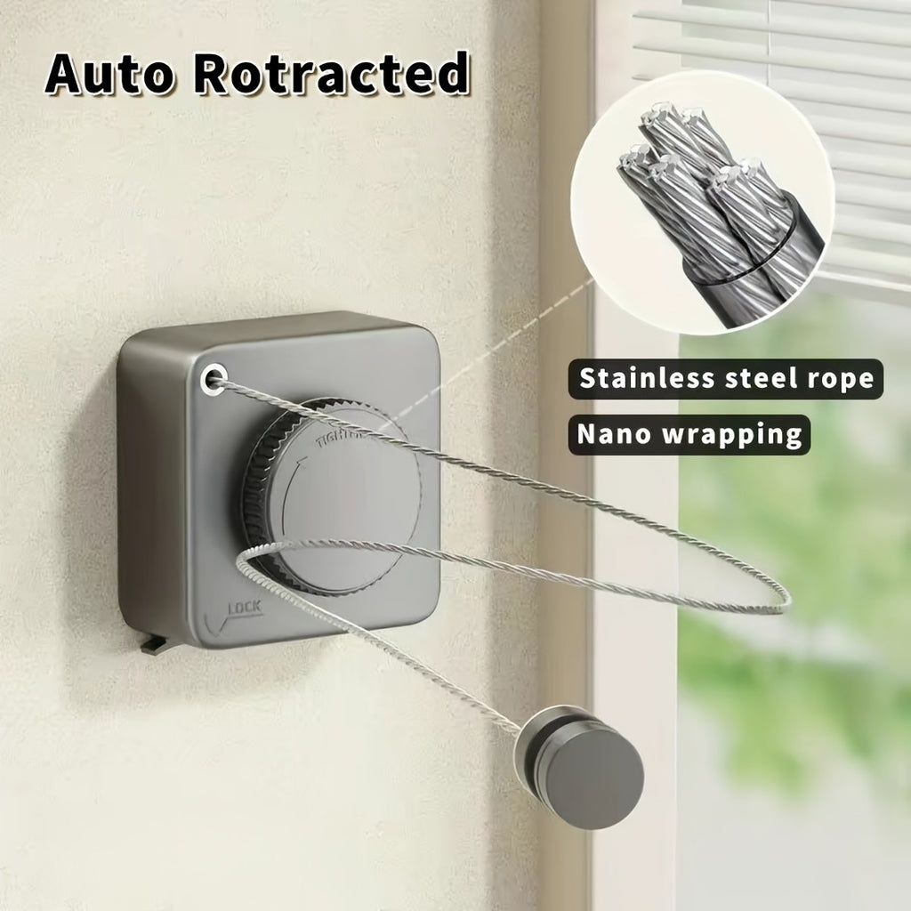 Tendedero de Ropa para Interiores y Exteriores, Retráctil y con Almacenamiento O