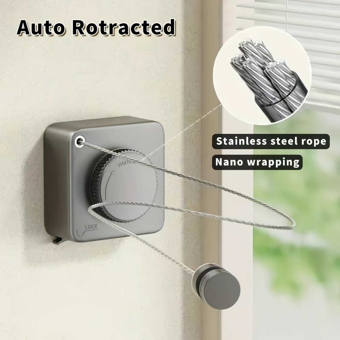 Tendedero de Ropa para Interiores y Exteriores, Retráctil y con Almacenamiento O