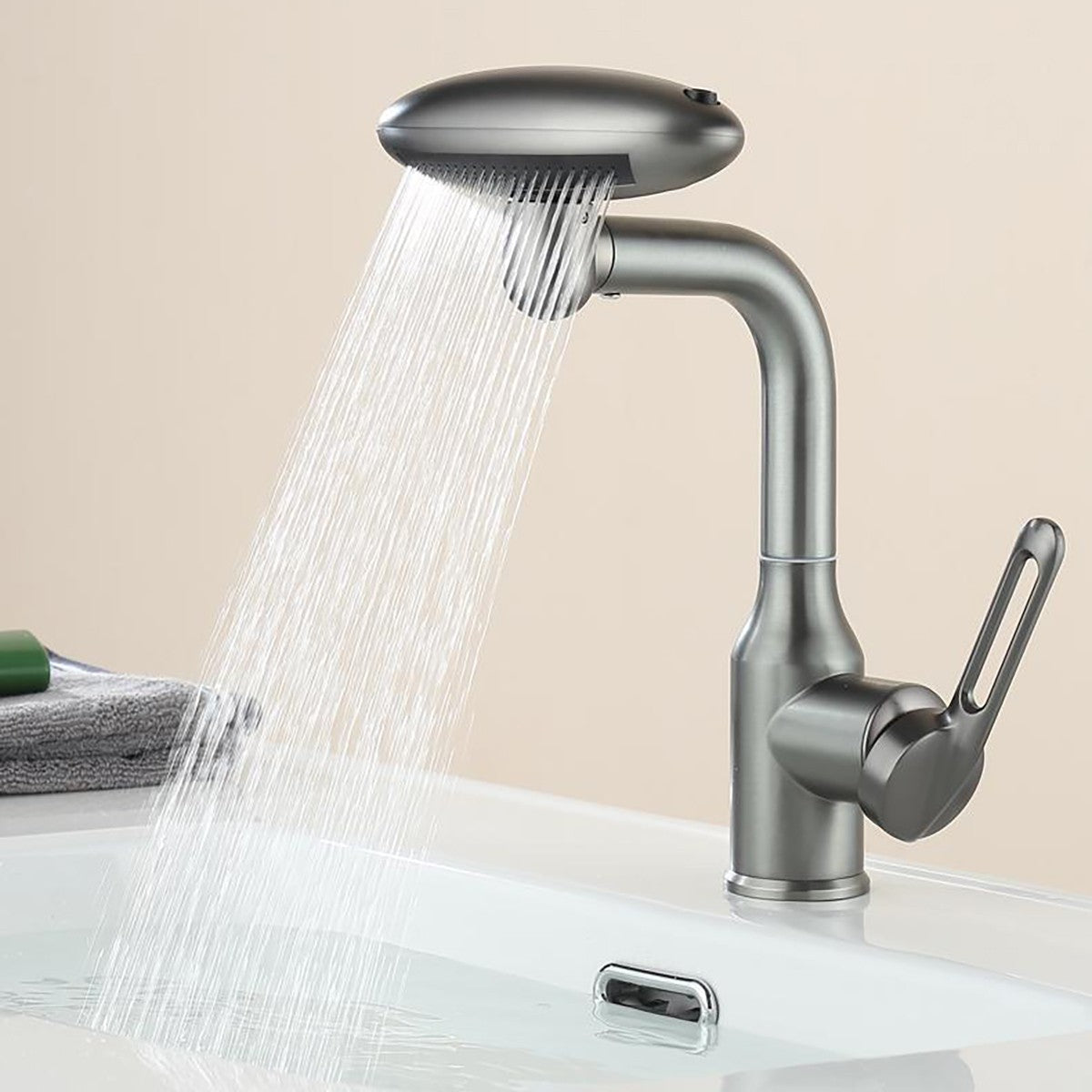 Multifunctional Waterfall Basin Faucet, 4-Spray Modes with Ou