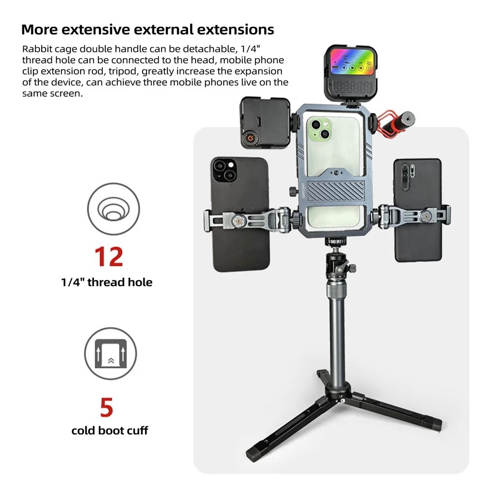 Estabilizador Universal Metálico para Teléfono con Agarre y Soporte para iPhone