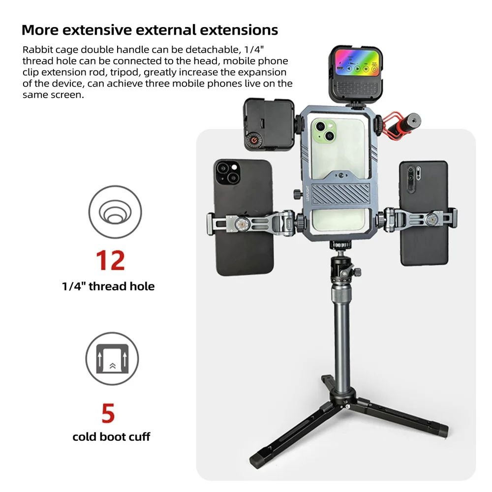 Estabilizador Universal Metálico para Teléfono con Agarre y Soporte para iPhone