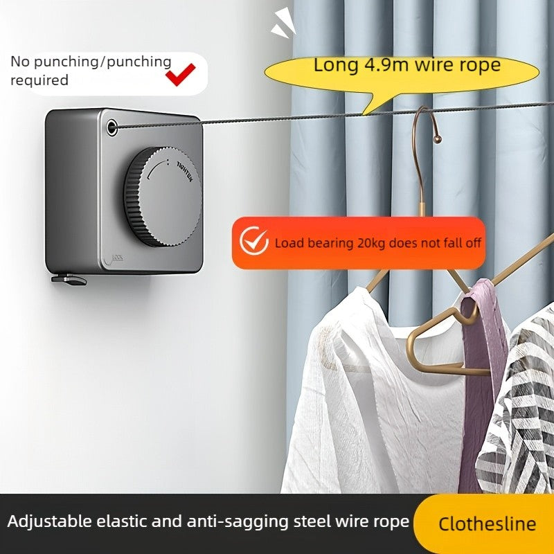 Tendedero de Ropa para Interiores y Exteriores, Retráctil y con Almacenamiento O