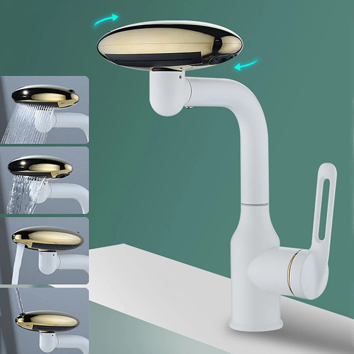 Grifo de cascada multifuncional para lavabo, 4 modos de rociador con salida de a