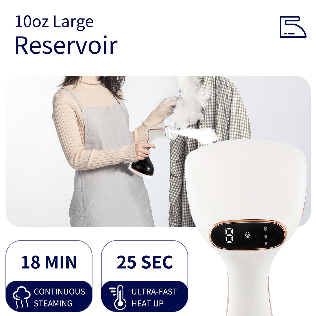 1800W Portable Hanging Steam Iron, Touch Screen Control, Preheats