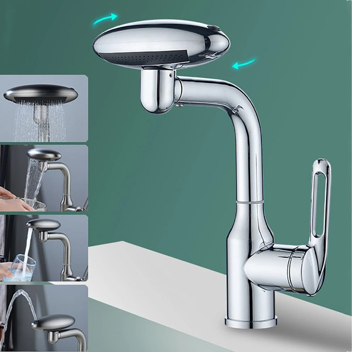 Grifo de cascada multifuncional para lavabo, 4 modos de rociador con salida de a